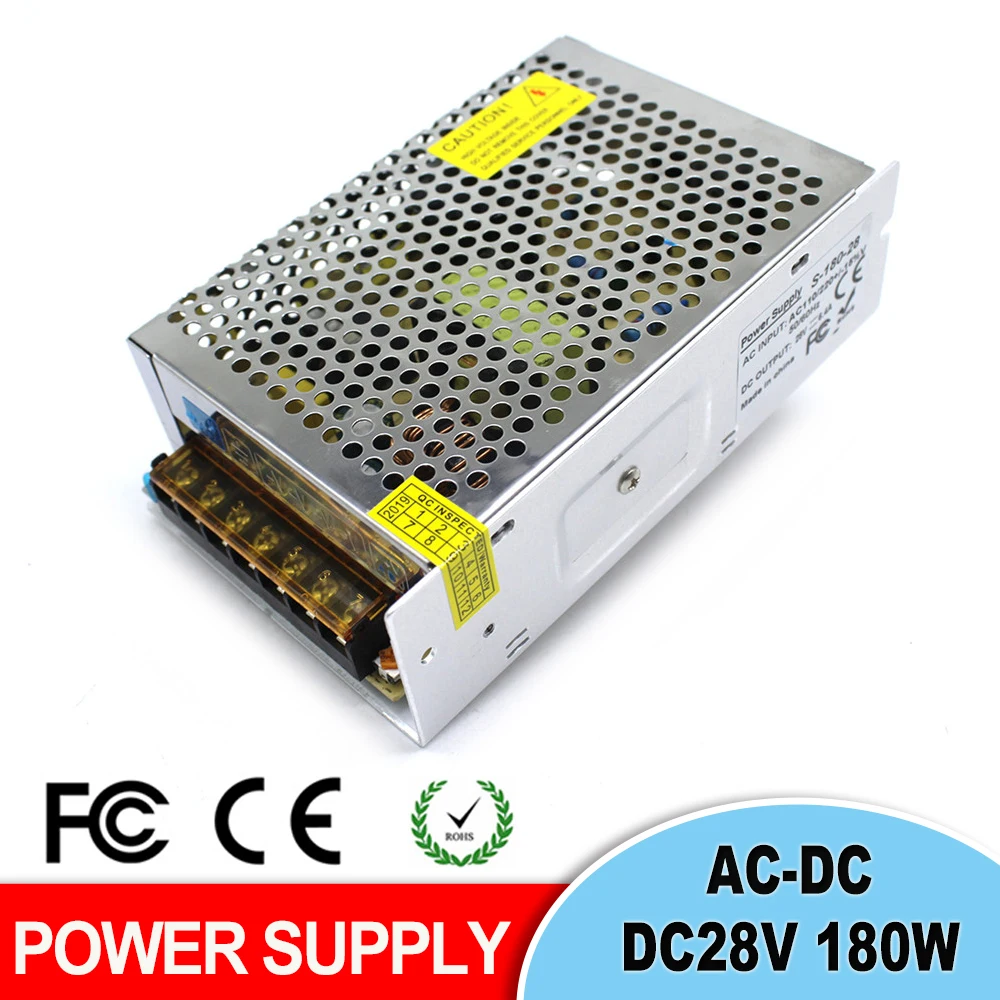Регулируемый источник питания DC28V переключение 6.4A 180 Вт Драйвер адаптер