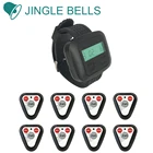 Колокольчики Беспроводной система вызова гостей для официанта ресторана 8 кнопки вызова и 1 часы пейджер приемник распродажа