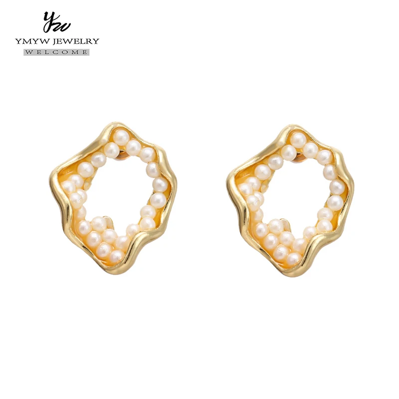 YMYW стильные уникальные серьги гвоздики с искусственным жемчугом Необычные