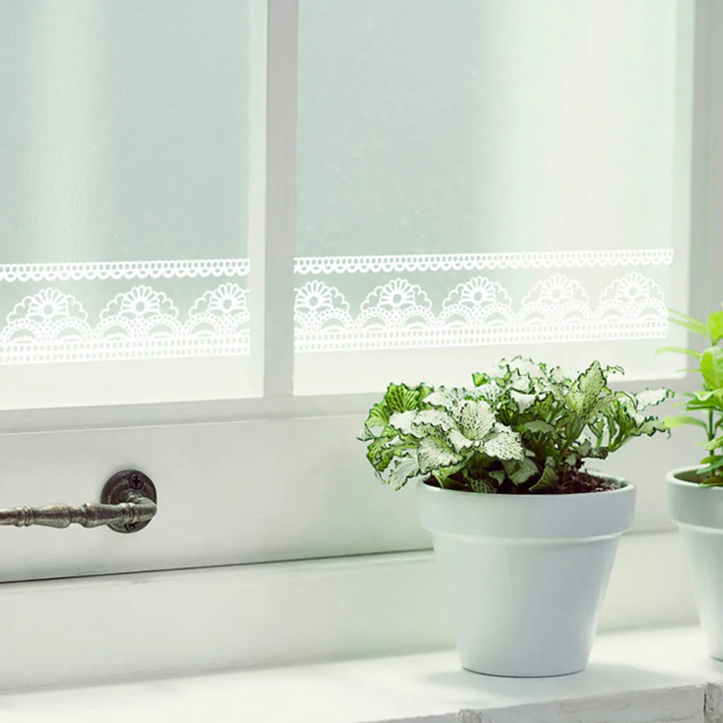 

Lace Mirror Sticker Shop Window Glass Door Decoration Decal Lace Mirror Stickers Waist Line Wall Stickers Adesivo De Parede 64P