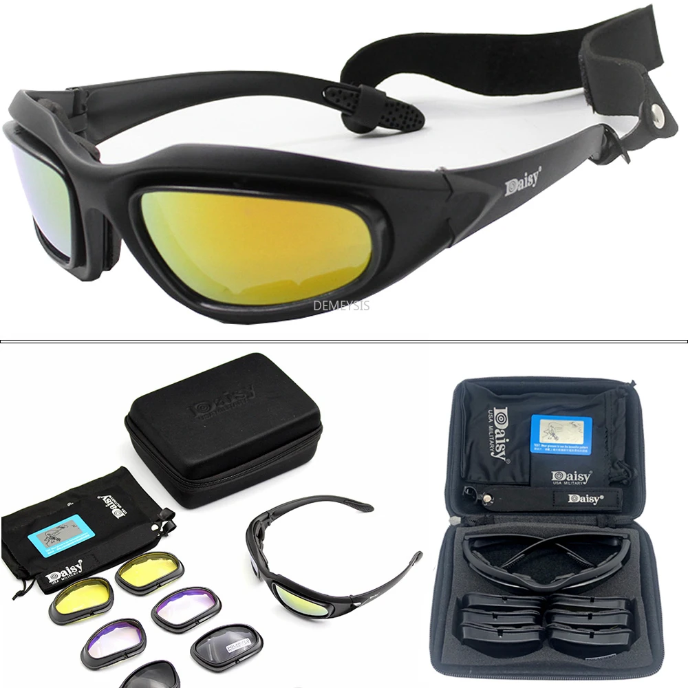 

Daisy Polarized Tactical Sunglasses Men Airsoft Hunting Shooting Glasses UV400 Protection Military Desert Army Goggles 4 Lens
