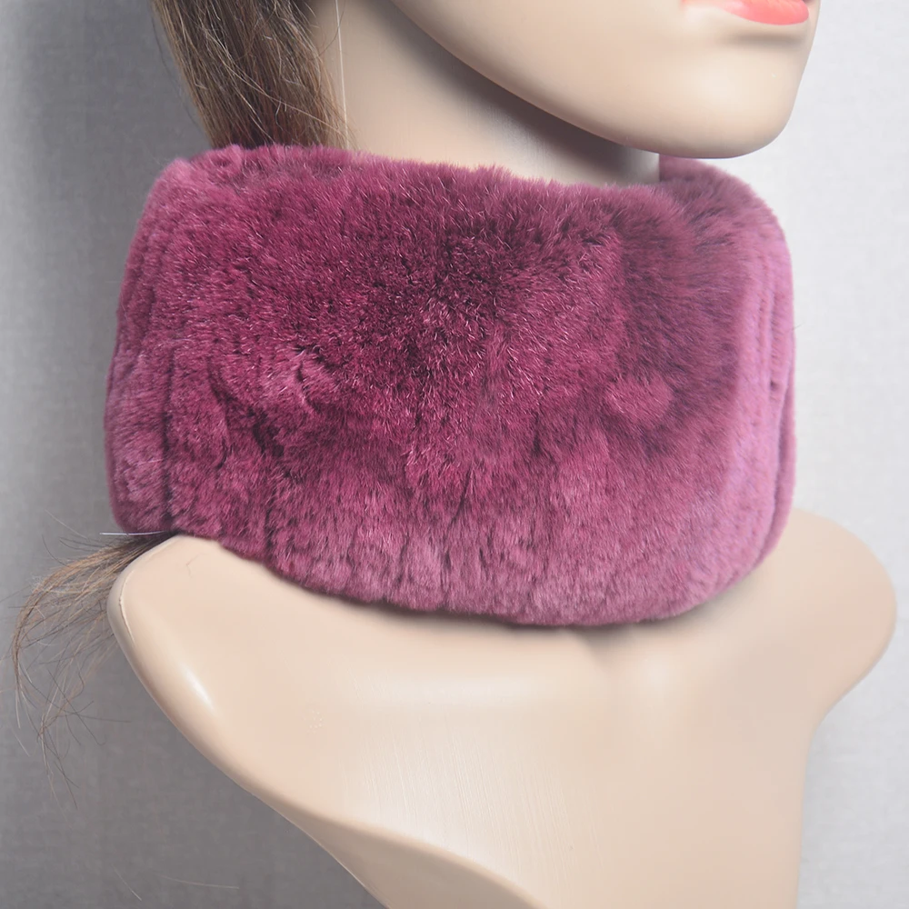 

Rex Rabbit Fur Ring Scarves Warm Soft Women Genuine Rex Rabbit Fur Headbands Scarf Handmade Knitted Real Rex Rabbit Fur Scarves
