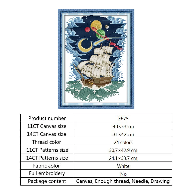 Cross stitch F675 Млечный Путь пейзаж стиль штампованные наборы для вышивки крестом мульти-карта 11ct 14ct Счетный принт на холсте DMC Вышивка-Шитье Сделай Сам комплект - Цвет: Cross stitch F675