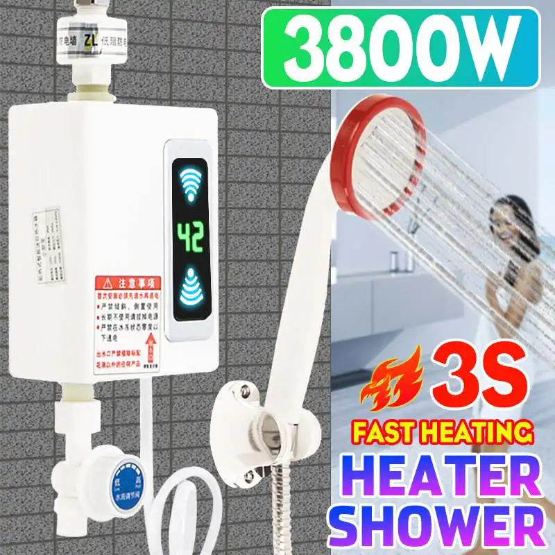 

3800W 220V интеллигентая (ый) Мгновенный проточный Электрический нагреватель горячей воды дома Ванная комната Температура Дисплей мгновенный н...