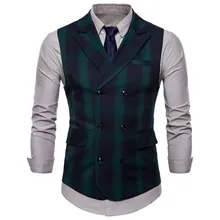 Coletes masculinos terno de moda colete masculino vestido formal xadrez sem mangas jaqueta de casamento colete de negócios formal (1)