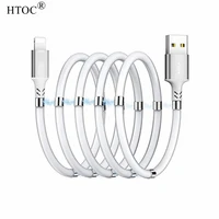 htoc magnetic charging cable silicone charging car storage data cable for iphone android type c phone white 1m