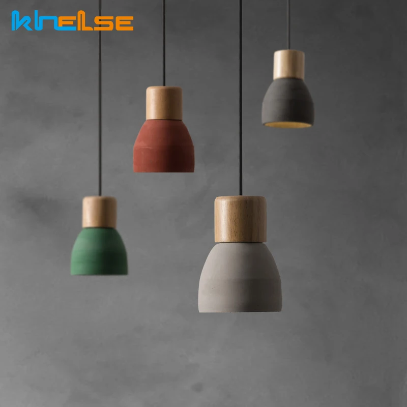 Nordic Concret Indoor Led Pendant Lamp Cement Wood Hanging Lights Fixture Vintage Loft Restaurant Bedroom Bar Cafe Aisle | Лампы и