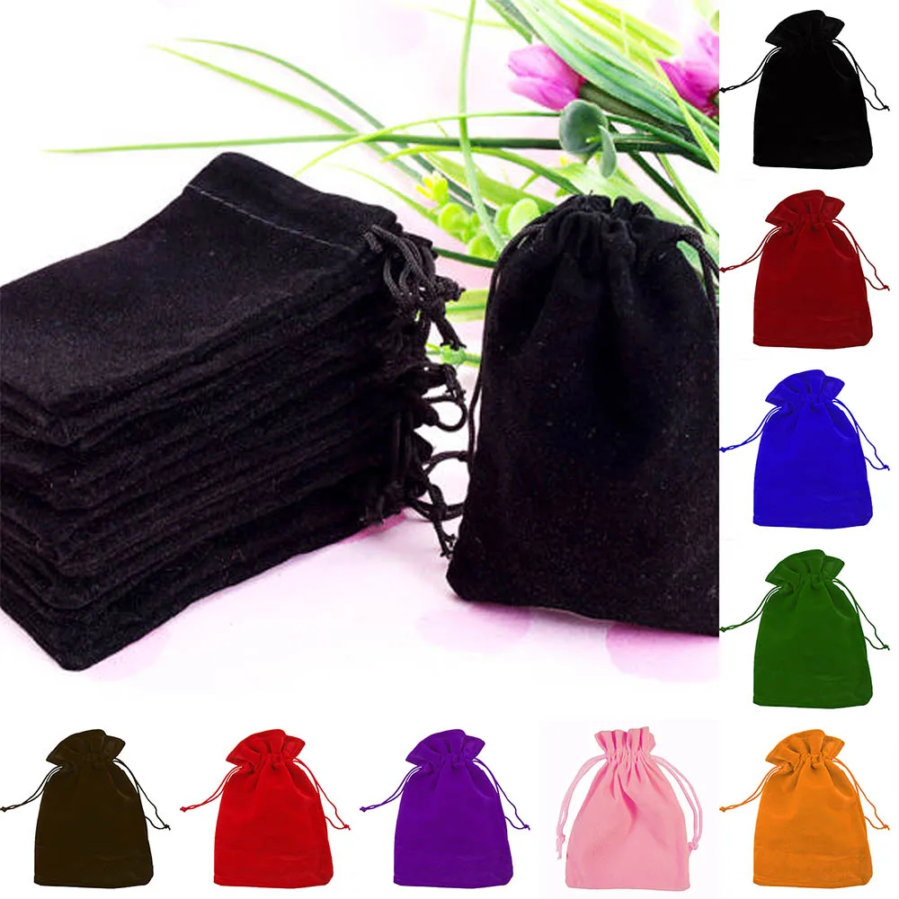10 шт. цветная бархатный мешочек на шнурке для упаковки ювелирных изделий Дисплей