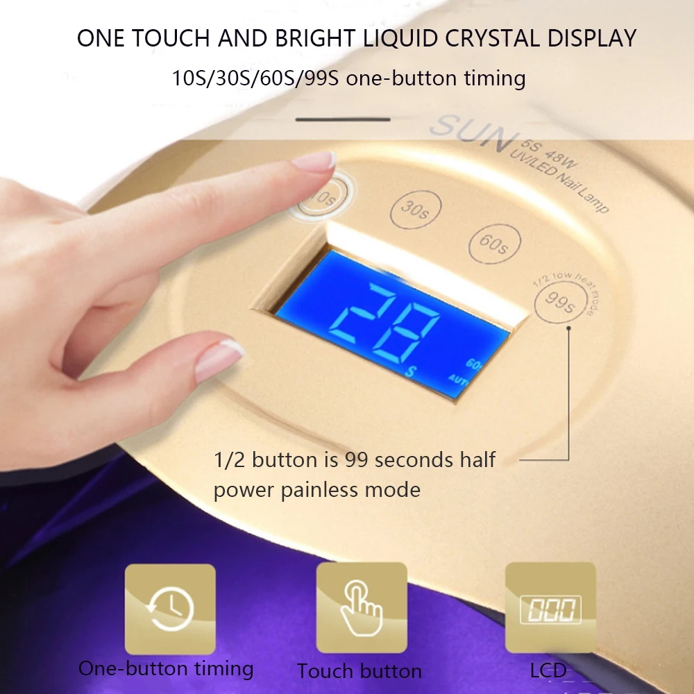 УФ-светодиодная лампа для сушки ногтей SUN5 Plus 48 Вт датчик маникюра Солнцезащитный