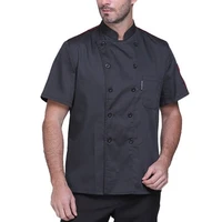 men women plus size short sleeve classic chef jacket coat summer restaurant cook uniforms food service work apparel with pockets