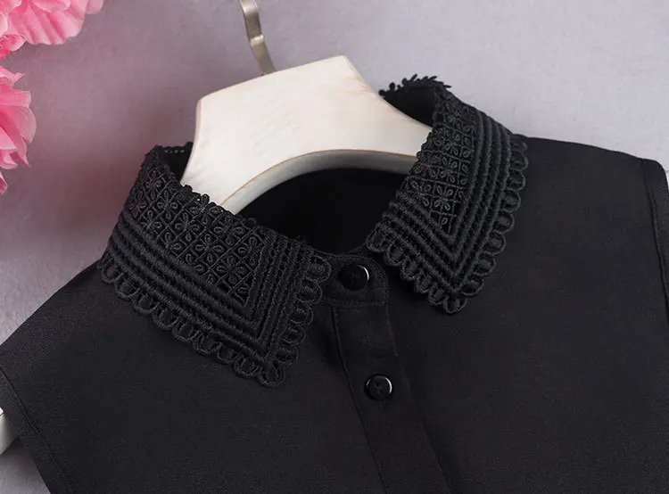 

Women's Chiffon Fake False Collar White Solid Shirt Female False Collar Lapel Shirt Blouse Top Detachable Collar