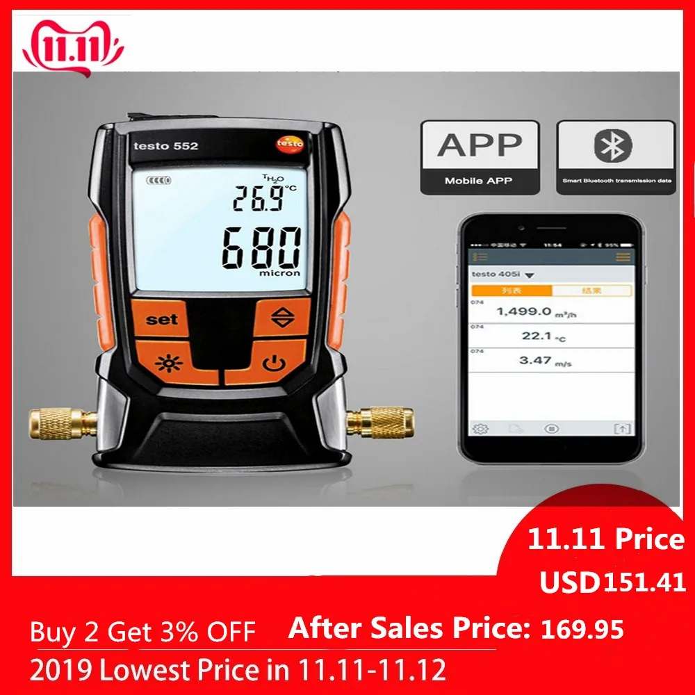 Цифровой вакуумный измеритель давления Testo 552 измерительный прибор с