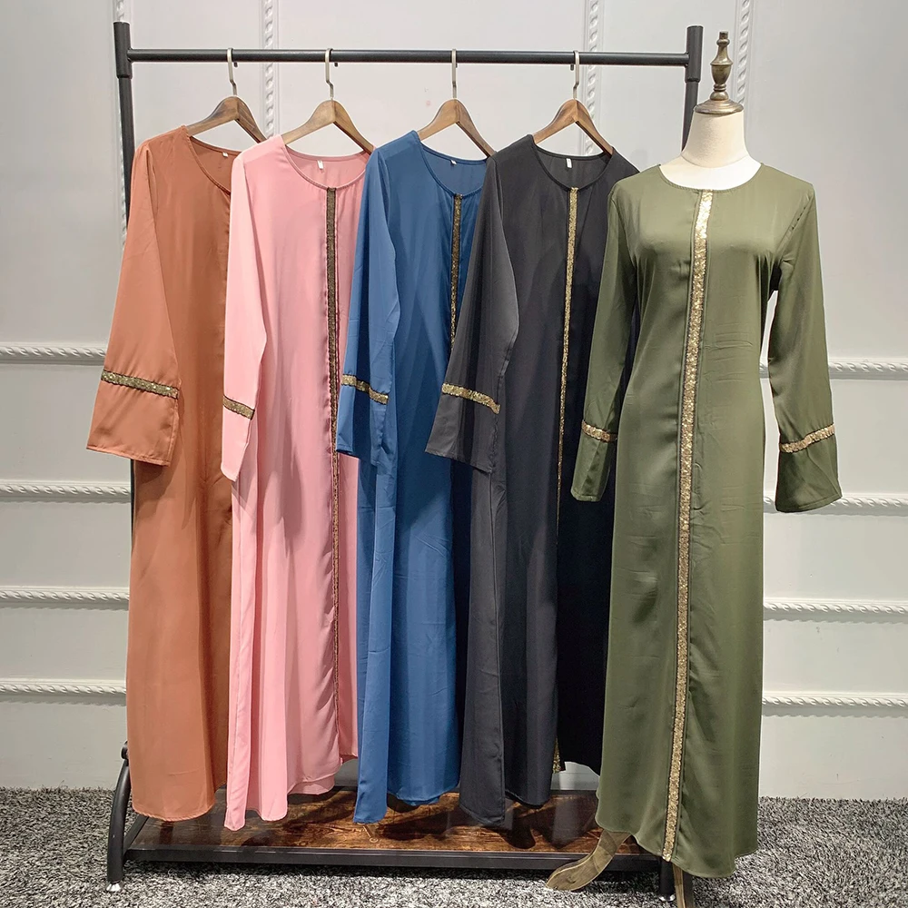 Женское длинное платье с пайетками, длинное платье Дубай, абайя, Турция, исламский мусульманский хиджаб