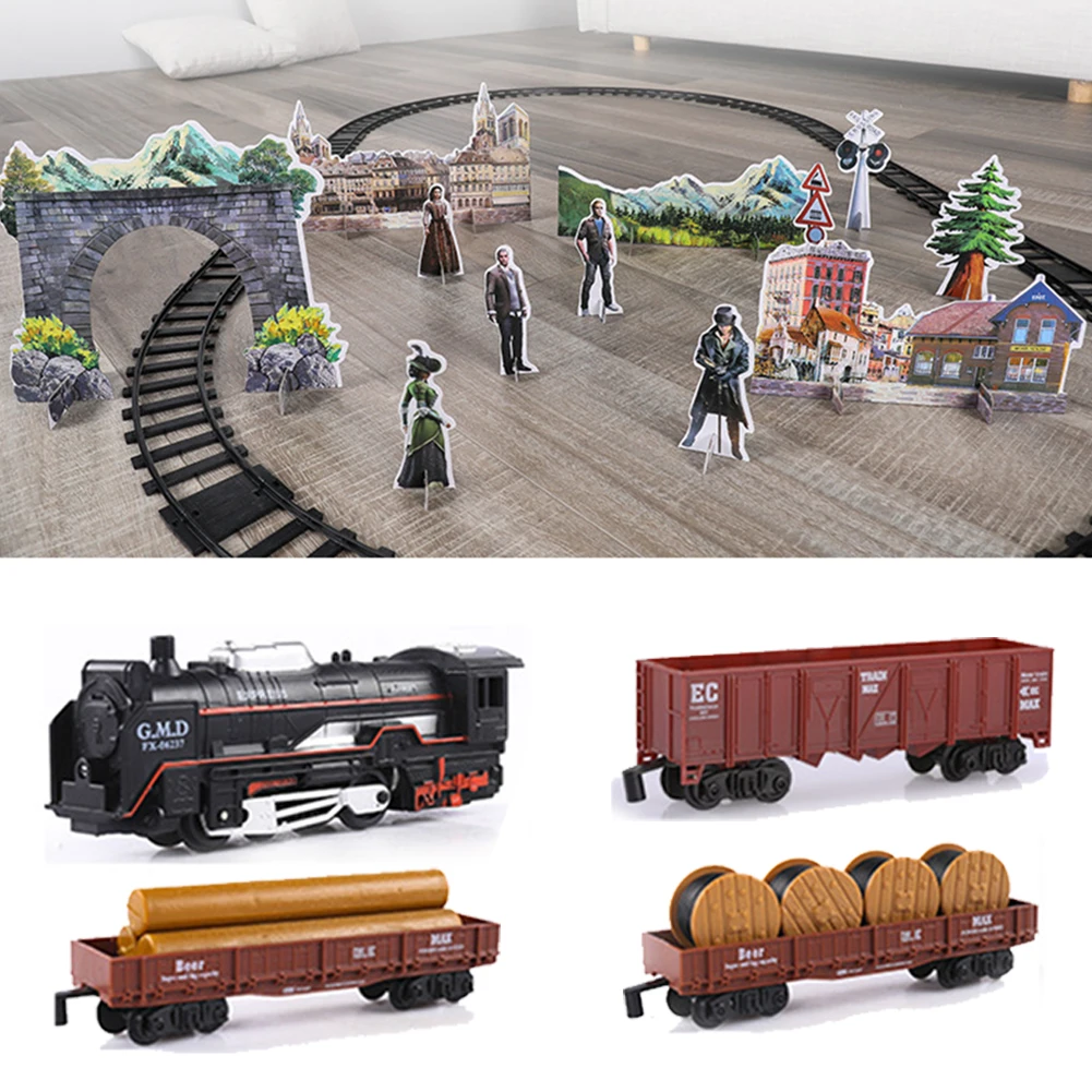 

Electric Train Toy set Car Railway and Tracks Steam Locomotive Engine Diecast Model Educational Game Boys Toys for Children Kids