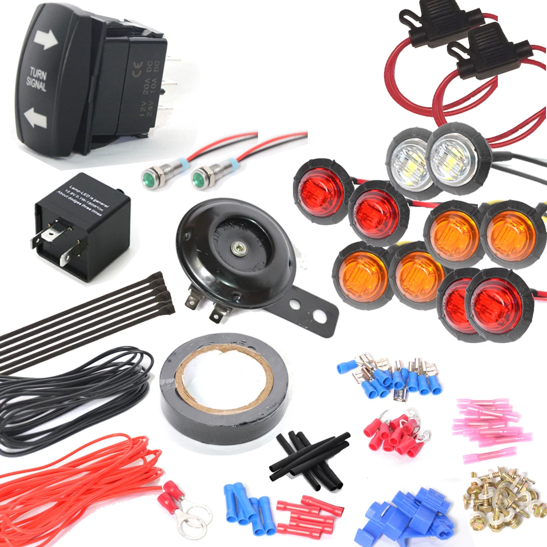 

12V Universal For SXS ATV UTV Street Legal SXS 3/4" LED Turn Signal and horn Kit Street legal for Polaris Rzr Ranger