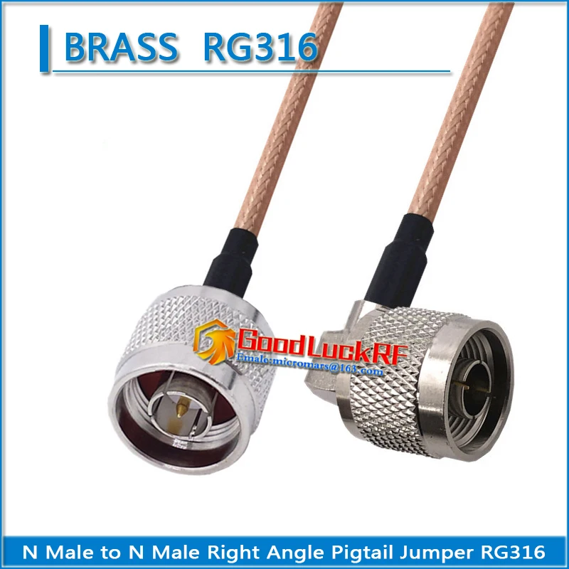 1X Pcs L16 N Male to N Male Right Angle 90 Degree plug Pigtail Jumper RG316 Extend cable copper RF Connector Coaxial Low Loss