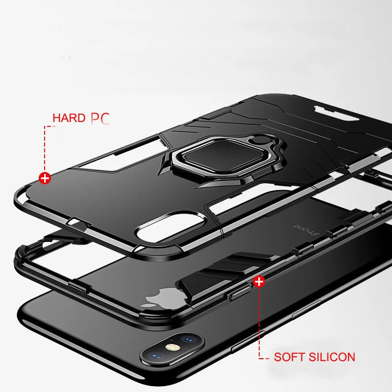 Защитный чехол для Apple iPhone 6/7/8 Plus X XS MAX крышка Твердый Чехол-Броня из мобильный