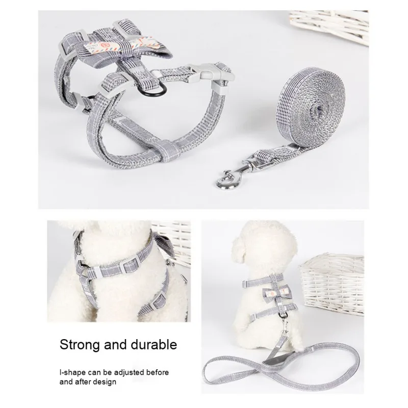 Ремень для кошки с бантом Регулируемый жилет нагрудный ремень Тяговая веревка