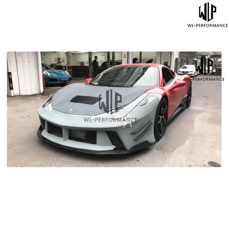 Высокое качество FRP/карбоновый Комплект кузова автомобиля передний задний бампер боковые юбки капот двигателя для Ferrari 458 стайлинга автомобилей