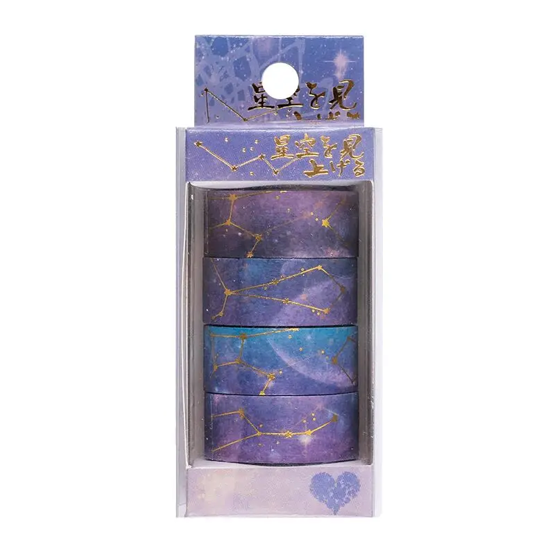 

4pcs/lot Gilding Starry Sky Sakura Star Scrapbooking Washi Adhesive Tape Planner Decorative Masking Tape Stationery