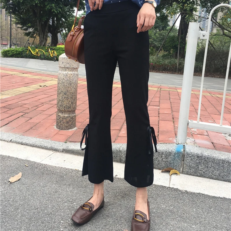 Брюки Женские однотонные с завышенной талией простые Универсальные женские