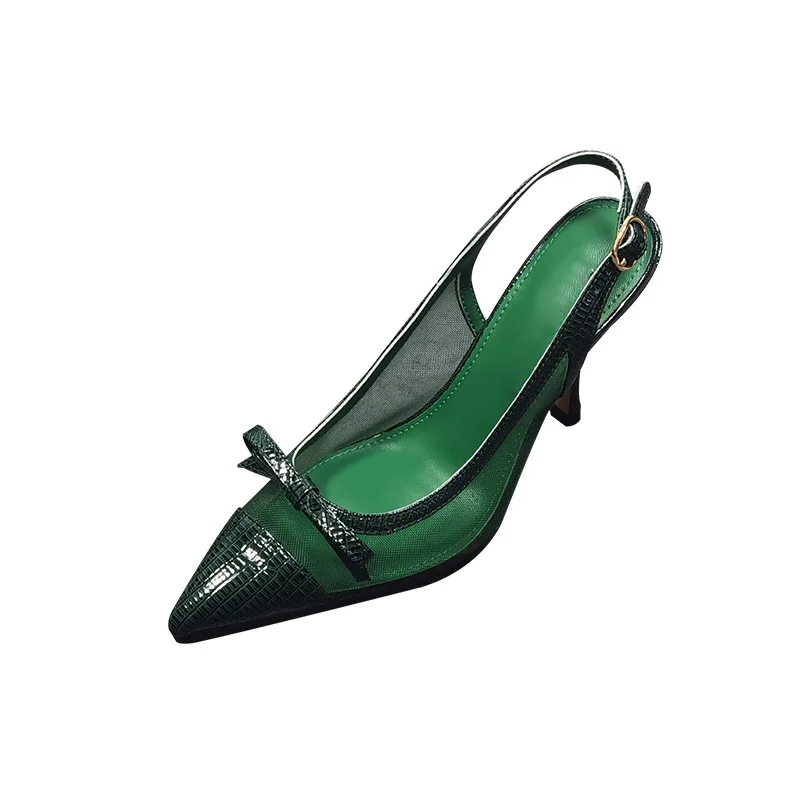 

Night club super high heel women's shoes bow large size women's shoes fashion pointed net face thin heel sandals