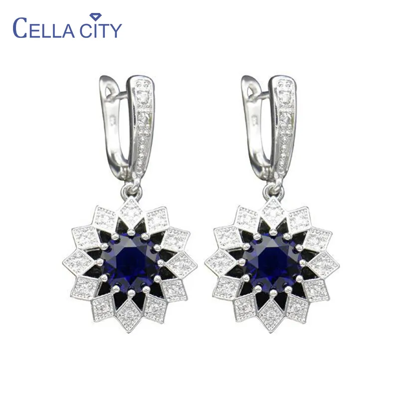 Серьги женские из серебра 925 пробы с геометрическим дизайном 14