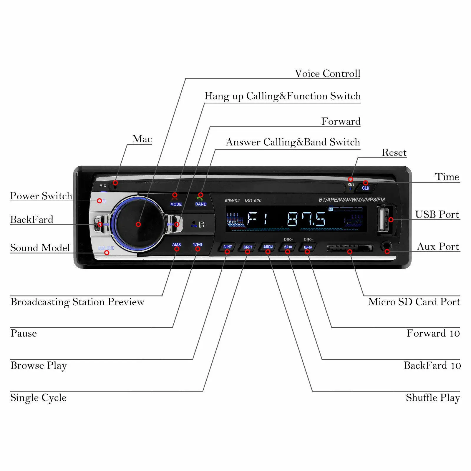 1 DIN 12 в автомобильный стерео FM радио Bluetooth MP3 плеер аудио Поддержка Bluetooth телефон USB/SD MMC порт автомобильное радио в тире
