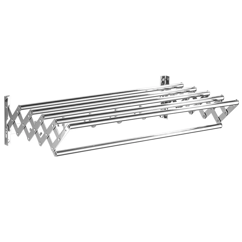 

Towel Rack Stainless Steel Wall Mount Drying Rack Solid Hook Toilet Bathroom Shelf Mobile Telescopic Folding Towel holder Shelf