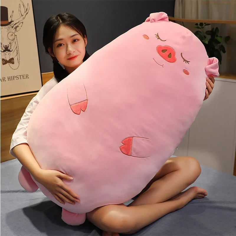 pig Гигантские Мультяшные толстые подушки с медведями Милые Животные Динозавр Бегемот обезьяна кошка свинья мышь Подушка с овчиной аниме украшение для детей подарок - Цвет: pig