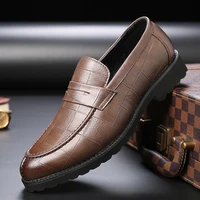 men shoes slip on formal shoes leather oxfords wedding shoes social male shoe leather loafers men dress office shoes brown