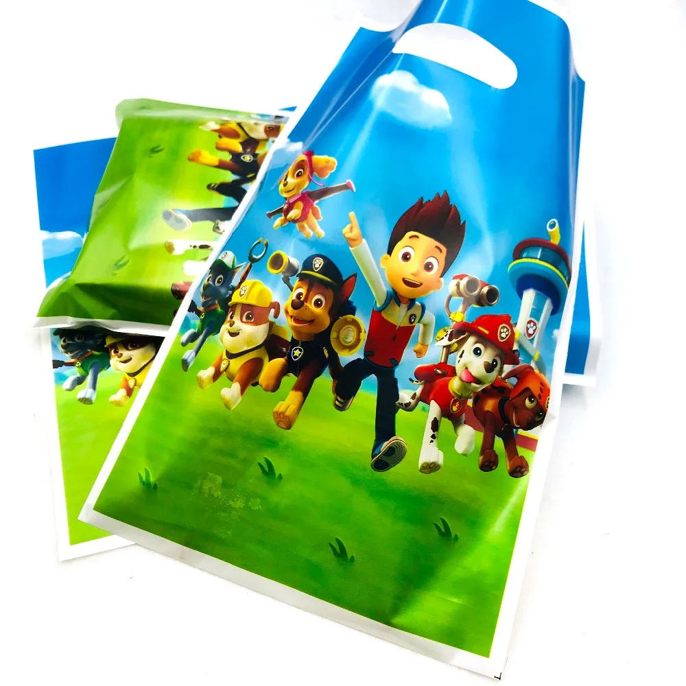 Gifts Bag 10pc Из мультфильма «Щенячий патруль» для дня рождения украшения, товары для вечеринки для маленьких мальчиков посуда скатерть тарелки чашки баннеры подарки с рисунками из мультфильма «Щенячий патруль» Детские сувениры - Цвет: Gifts Bag 10pc