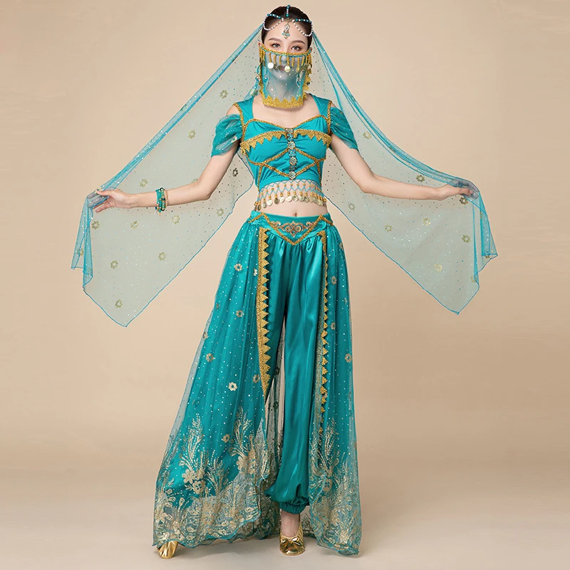 

Фестивальные костюмы Арабской принцессы, индийские танцевальные вышивки, Болливудский жасмин, костюм для косплея, жасмин, принцесса, необы...