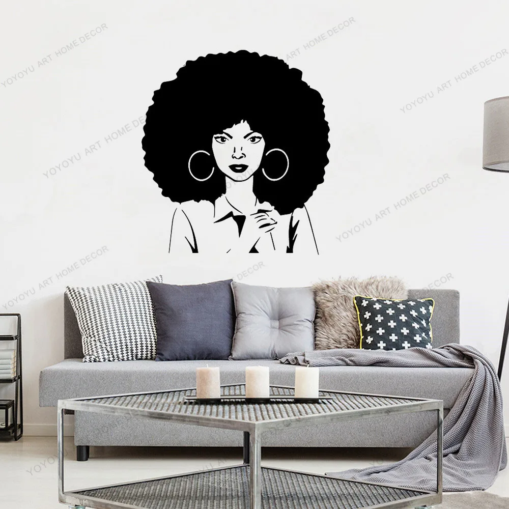 

African Woman Avatar Black Girl Soul Sister Dope Soul Wall Sticker Vinyl Removable Wallpoof Art Wall Decor CX686