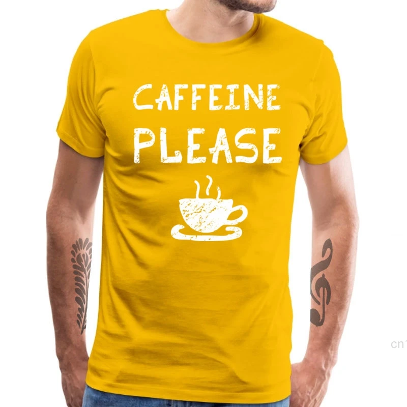 Мужская Повседневная футболка с кофеином 100% хлопок летние футболки коротким