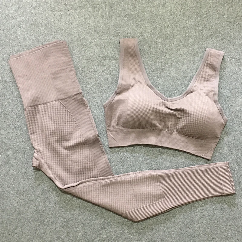 Комплект для йоги из 2 предметов одежда спортзала тренировок женщин 2019 бесшовный