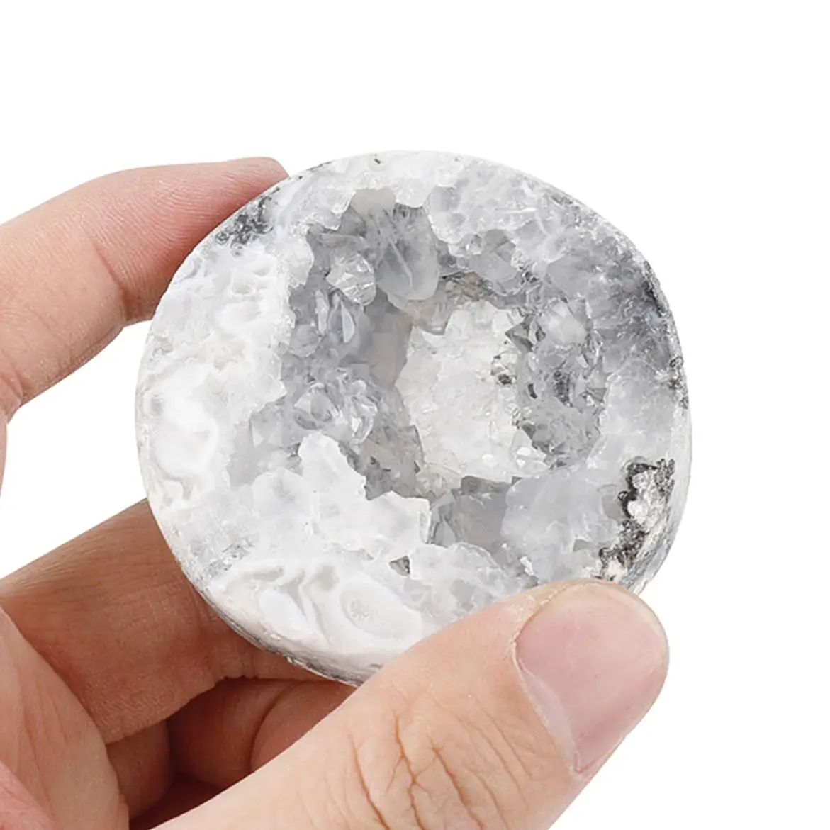 

New !!! 45-55mm Natural white Agate Geode Slice Quartz Crystal Cluster Minerals Reiki Healing Crystal Home Decoration