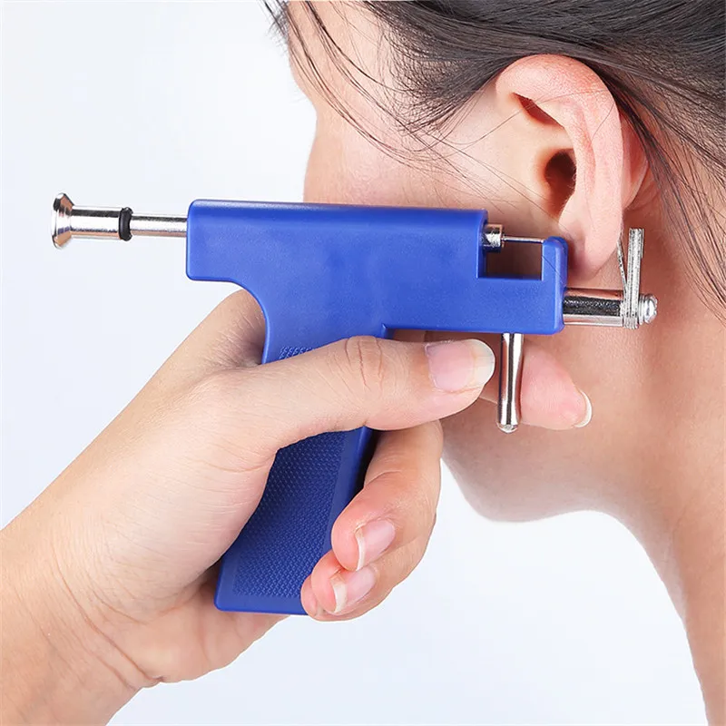 

Professional No Pain Steel Safe Blue Steel Ear Nose Body Piercing Gun Tool Kit 98 PCS Instrument Studs Set Jewelry Tool