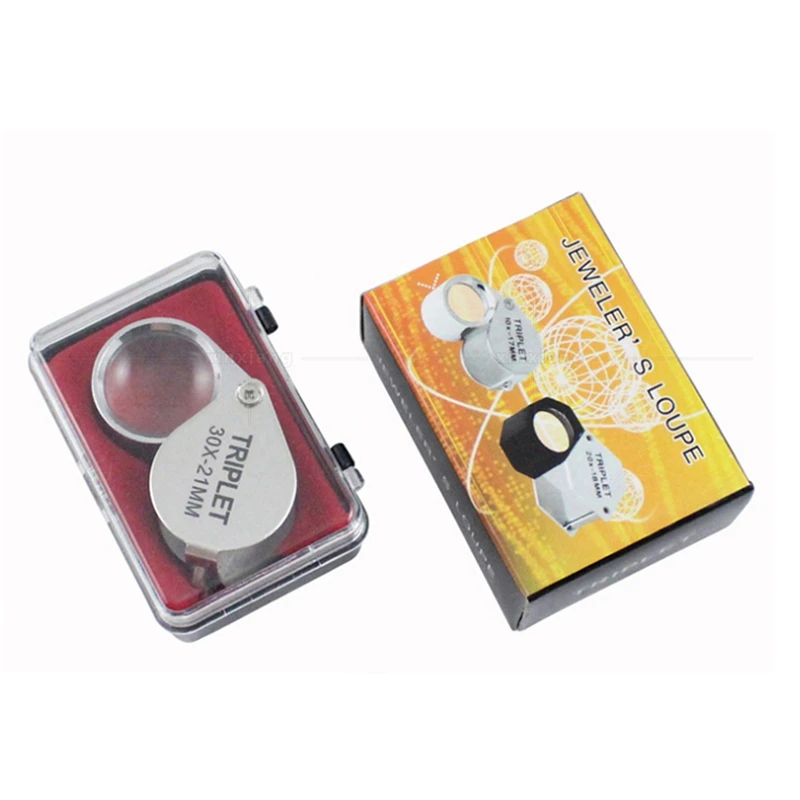

Portable 30x Power 21mm Jewelers Magnifier Gold Eye Loupe Jewelry Store Magnifying Glass With Exquisite Box