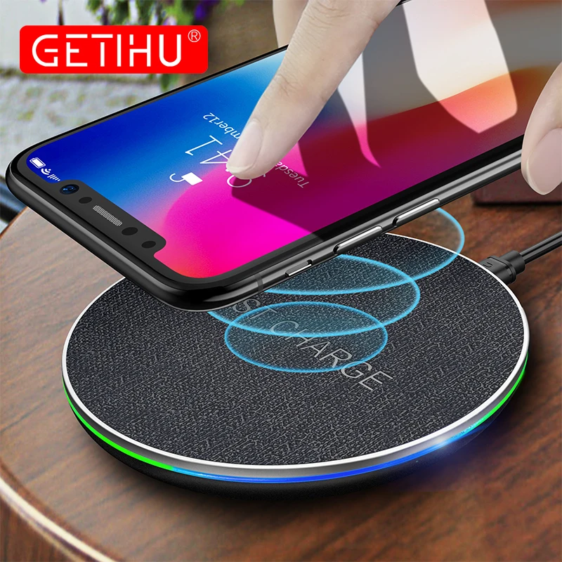 GETIHU 10 Вт Qi Беспроводное зарядное устройство для iPhone Xs Max Xr X 8 7 6 Plus Быстрая зарядка для samsung S10 беспроводной адаптер для мобильного телефона