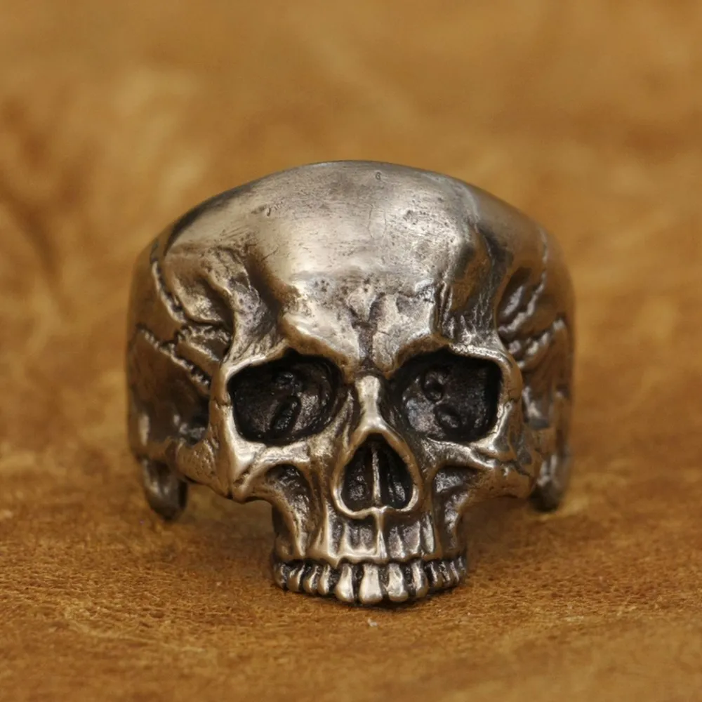 

LINSION High Details Skull Ring Cupronickel Mens Biker Rock Punk Jewelry CP135 US Size 7~15