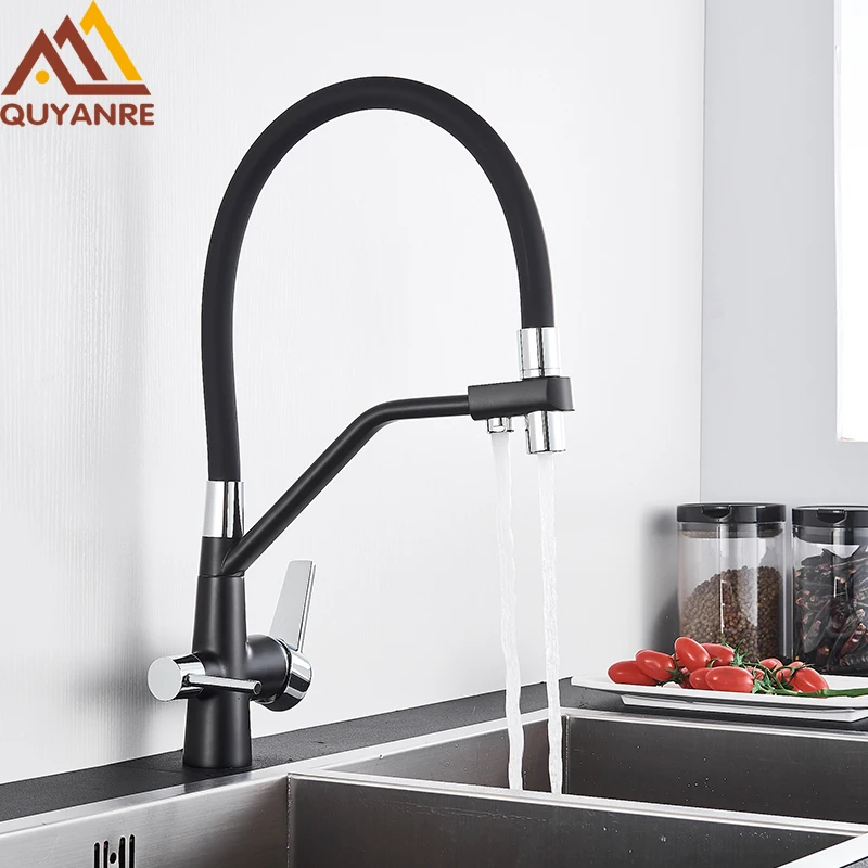 

New Quyanre Filtered Kitchen Faucets Purification Kitchen Tap 360 Rotate Water Filter Tap For Kitchen Three Ways Kitchen