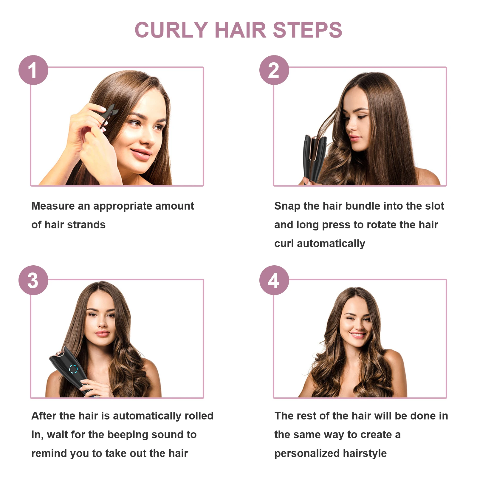 

Pink Auto Hair curling iron wire hair curlers rollers rose multi-function curling iron portable travel for hair styling machine