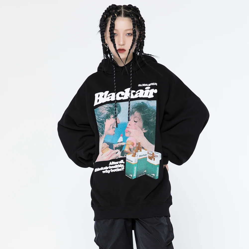 

Men Hip Hop Winter Fleece Pullover Hoodies Vintage Graphic Print Harajuku Streetwear Oversize Casual Hooded Sweatshirts