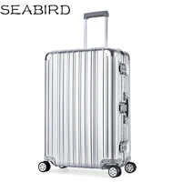 seabird luxury aluminum magnesium alloy travel trolley luggage men full metal case business suitcase on wheels women brand rose