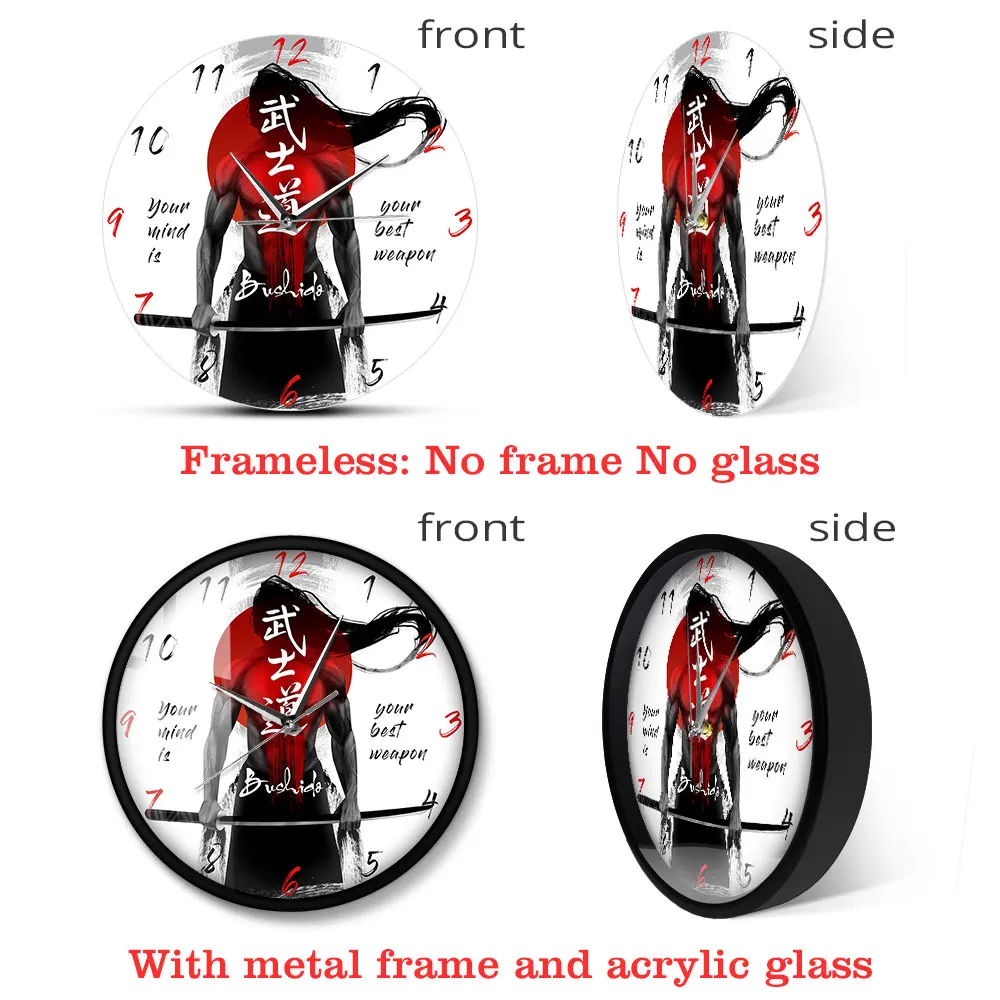 Самураи с мечом Катана японская каллиграфия Бусидо настенные часы боевые