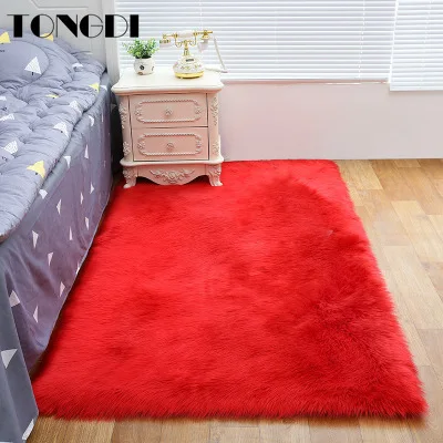 Коврик TONGDI мягкий элегантный лохматый шерстяной замшевый плюшевый нескользящий