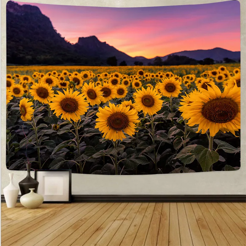 Гобелен в виде подсолнуха Aggcual настенное украшение пасторальном стиле пейзаж