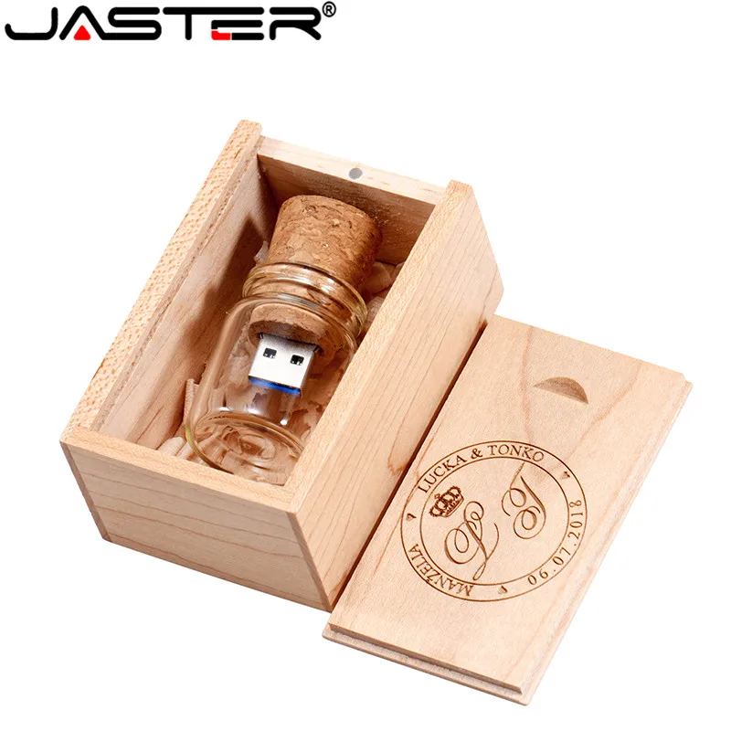 JASTER стеклянная бутылка с пробкой USB флэш-накопитель(прозрачный) ручка-накопитель 4 ГБ 8 ГБ 16 ГБ 32 ГБ 64 ГБ модная Подарочная бутылка подарок