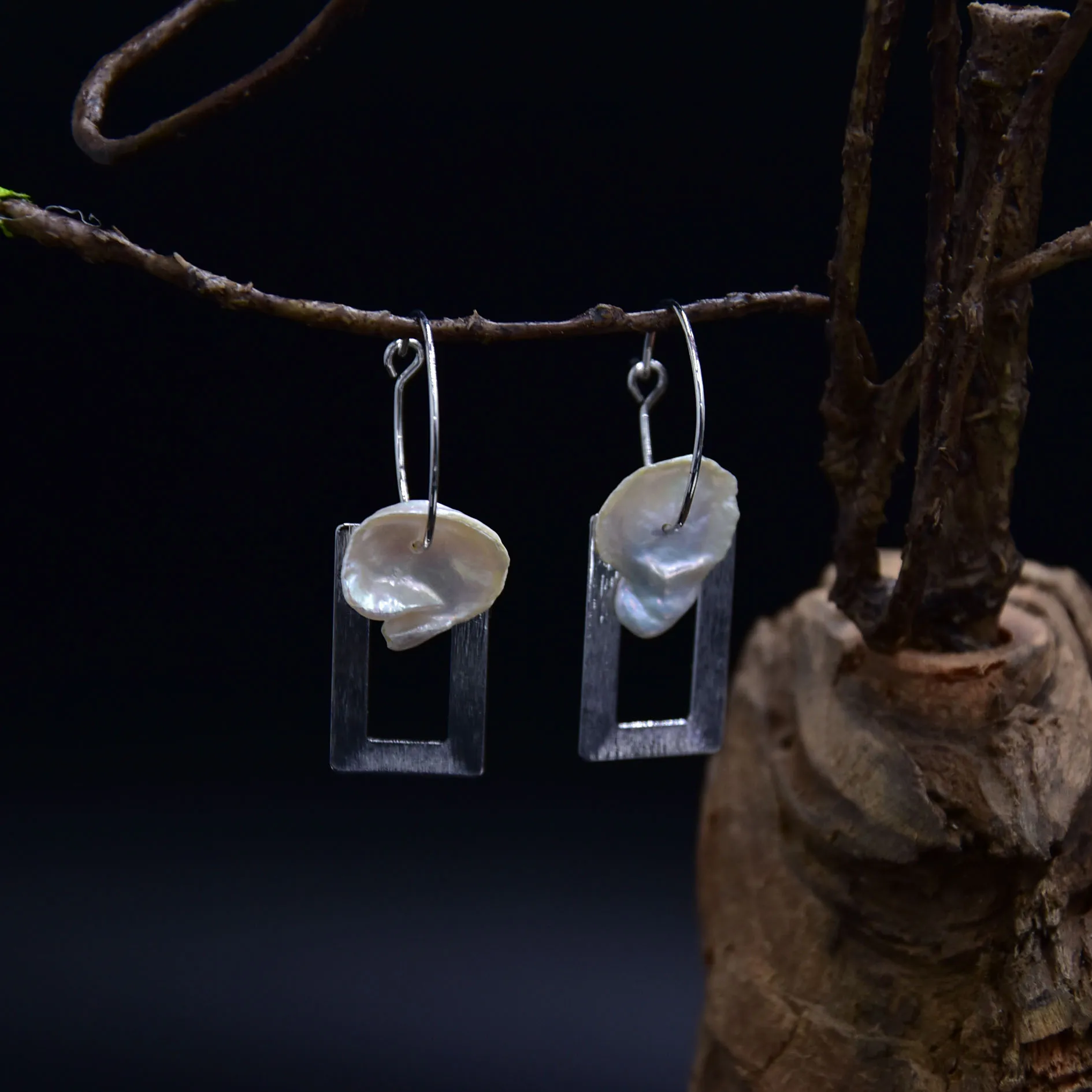 Серьги с жемчугом Мода 925 серебряные серьги геометрические жемчужные длинный